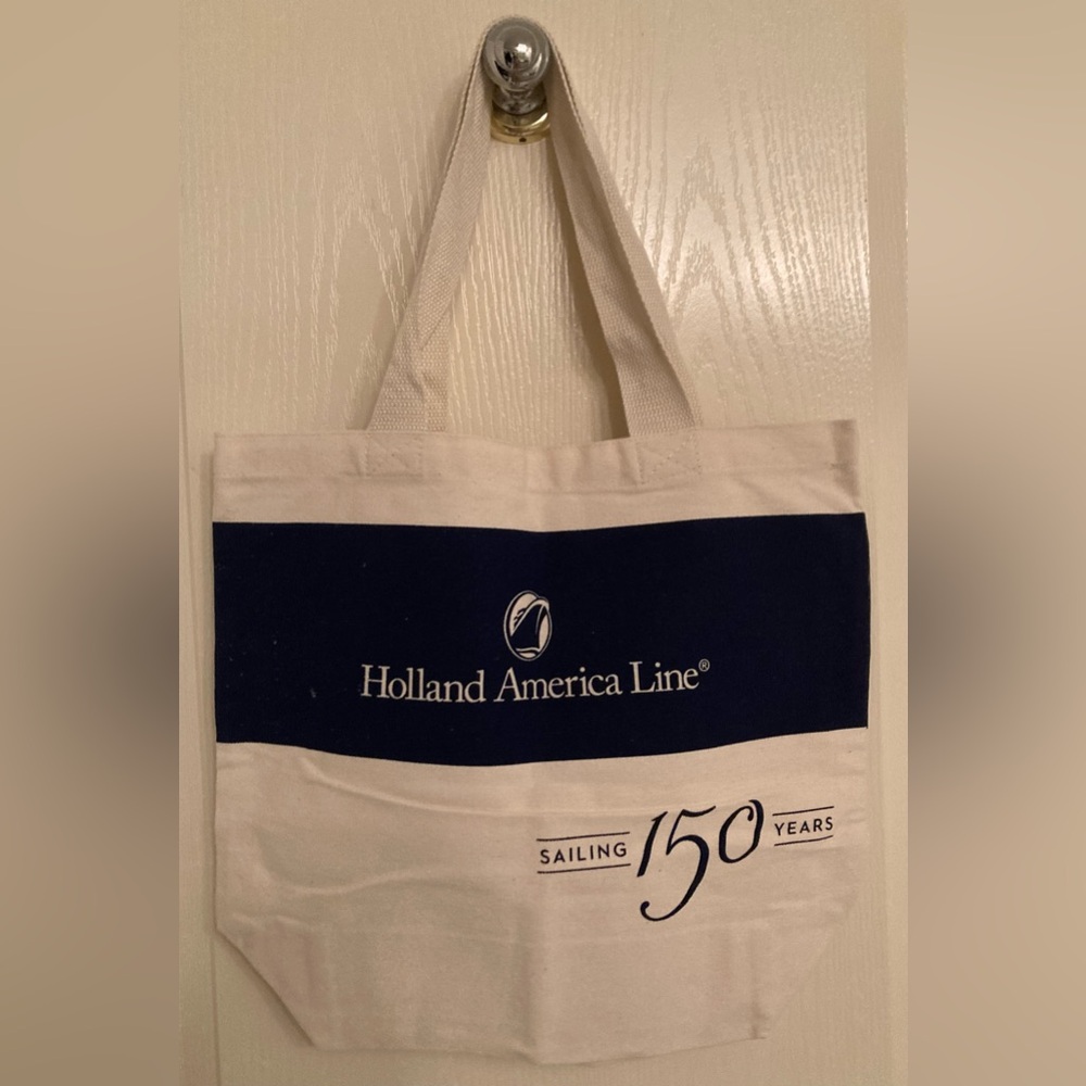 HOLLAND AMERICA LINE 150 YEARS LIMITED EDITION NAVY / CREAM CANVAS TOTE BAG